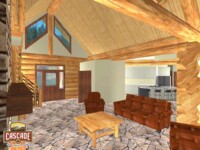 Cascade Handcrafted Log Homes - 2491 Sparta - Interior Kitchen Lounge View