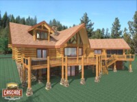 Cascade Handcrafted Log Homes - 2491 Sparta - Rear Deck View