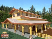 Cascade Handcrafted Log Homes - 3268 Horse Barn - Front Corner Paddock View