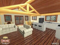 Cascade Handcrafted Log Homes - 3268 Horse Barn - Interior Lounge Kitchen Alternate View
