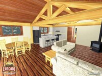 Cascade Handcrafted Log Homes - 3268 Horse Barn - Interior Lounge Kitchen View