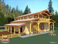 Cascade Handcrafted Log Homes - 3268 Horse Barn - Rear Corner Paddock View
