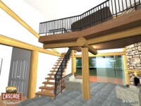 Cascade Handcrafted Log Homes - 3277 Retreat - Interior Stairs Lounge View