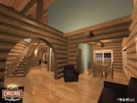 Cascade Handcrafted Log Homes - 3367 Edwards - Interior Lounge Stairs View