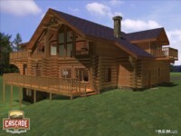 Cascade Handcrafted Log Homes - 3367 Edwards - Rear Corner Deck View