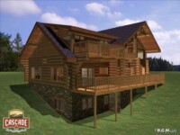 Cascade Handcrafted Log Homes - 3367 Edwards - Rear Deck View
