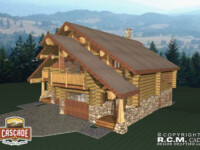 Cascade Handcrafted Log Homes - 3368 Log Duplex - Front Garage Right View