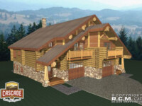 Cascade Handcrafted Log Homes - 3368 Log Duplex - Front Garage View