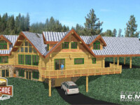 Cascade Handcrafted Log Homes - 3708 Sweet Home - Garage Rear Deck View
