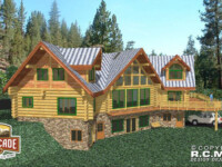 Cascade Handcrafted Log Homes - 3708 Sweet Home - Side Rear Deck View