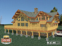 Cascade Handcrafted Log Homes - 3817 Barry - Rear Deck Garage View