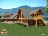 Cascade Handcrafted Log Homes - 4041 Roberts - Rear Corner Staircase View