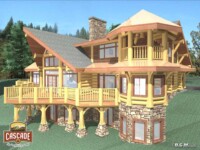 Cascade Handcrafted Log Homes - 4235 Stillwater - Rear Deck View