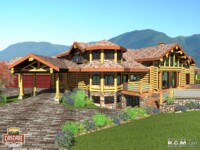 Cascade Handcrafted Log Homes - 4934 Camden - Front Driveway Deck View