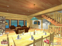 Cascade Handcrafted Log Homes - 4934 Camden - Interior Kitchen Lounge View