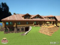Cascade Handcrafted Log Homes - 4934 Camden - Rear Deck View