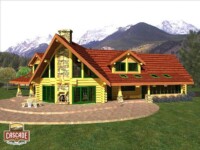 Cascade Handcrafted Log Homes - Arrowhead - Side Patio View