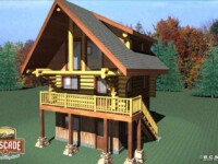 Cascade Handcrafted Log Homes - Getaway Cabin - Exterior View Front Porch