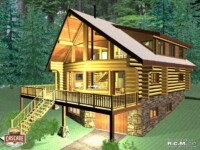 Cascade Handcrafted Log Homes - Indian Inlet - Front Deck View
