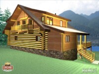 Cascade Handcrafted Log Homes - Indian Inlet - Rear Corner View