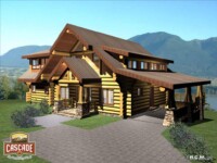 Cascade Handcrafted Log Homes - Pine Grove - Front Deck View