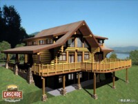 Cascade Handcrafted Log Homes - Pine Grove - Rear Deck View