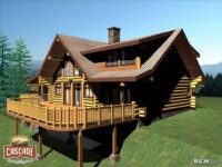 Cascade Handcrafted Log Homes - Pine Grove - Side Deck View