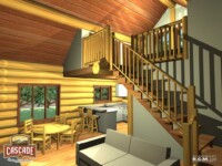 Cascade Handcrafted Log Homes - Salt Spring Island - Interior View Lounge Stairs