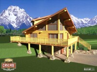Cascade Handcrafted Log Homes - Second Spring - Exterior View Front Stairs