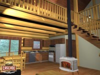 Cascade Handcrafted Log Homes - Slovenia - Interior View Kitchen Stairs