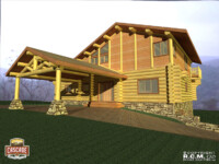 Cascade Handcrafted Log Homes - Snowpeak - Front Garage View