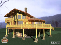Cascade Handcrafted Log Homes - Snowpeak - Rear Deck View