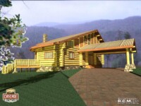 Cascade Handcrafted Log Homes - Snowpeak - Side Driveway Front View
