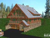 Cascade Handcrafted Log Homes - Snowqualmie Pass - Front Garage Side View