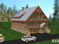 Cascade Handcrafted Log Homes - Snowqualmie Pass - Front Garage View