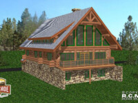 Cascade Handcrafted Log Homes - Snowqualmie Pass - Rear Side View